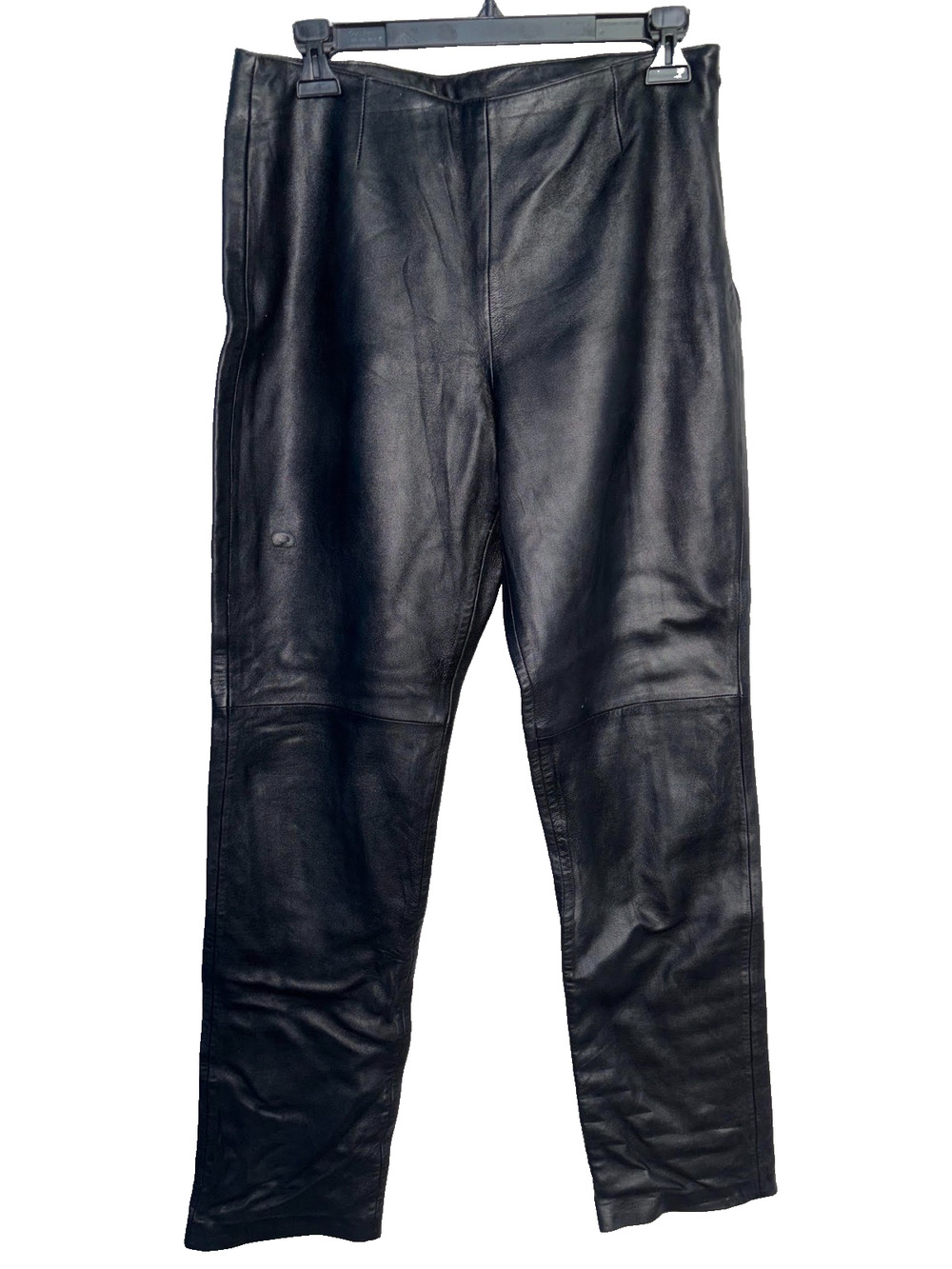 Vintage Hugo Buscati Black Genuine Leather Pants Side Zip Trousers Minimalist 10